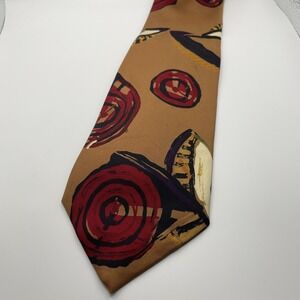 Talbott Studio Silk Tie Abstract Art Circles Brown Red Designer Mens Necktie